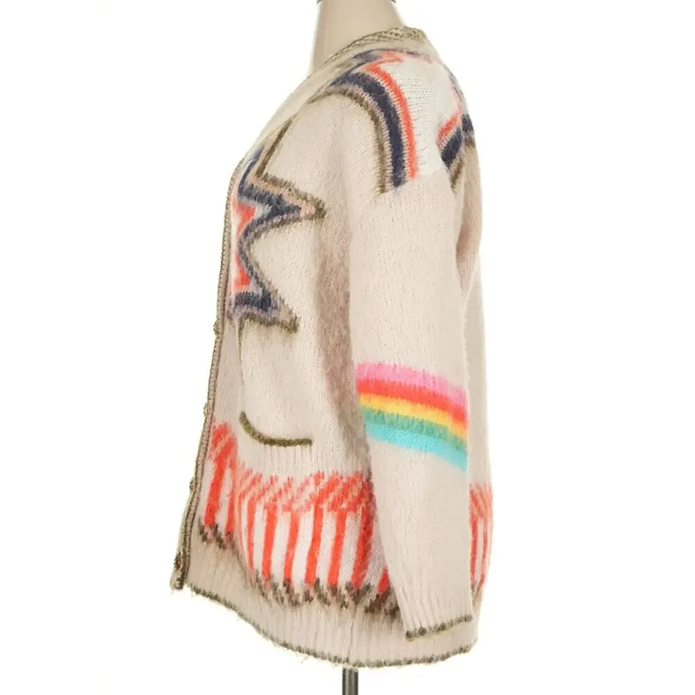 Vita Grace Carousel Oversized Fairisle Cardigan Mohair Wool Blend One Size
